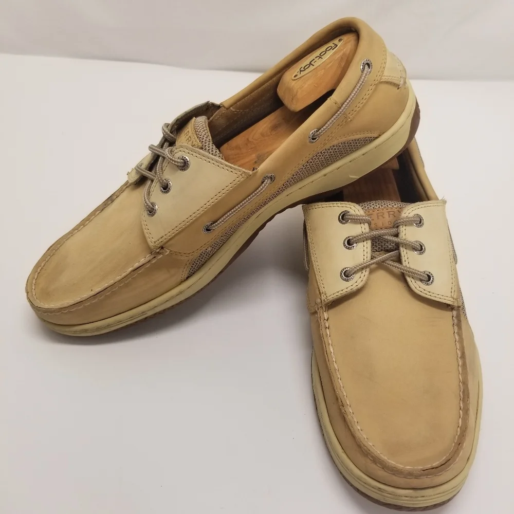 Sperry Top-Sider Men Sz 14M Boat Shoes Billfish 2 Tone Tan Beige Leather